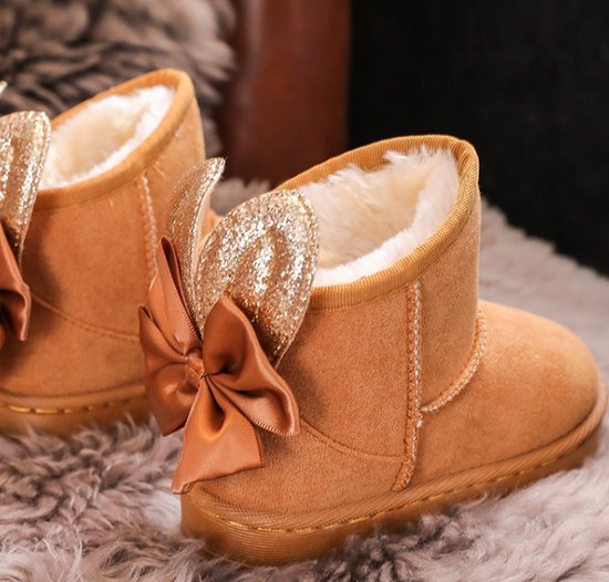 Bruine kinder laarsjes boots glitter konijnen oren maat 36 bol
