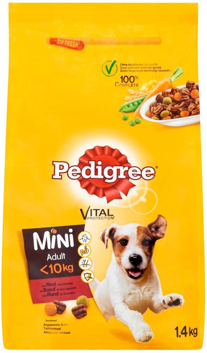 Pedigree Pedigree - Droogvoer met Rund & Groenten - Mini Adult- 1,4kg (5x1.4kg)