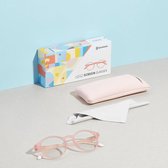 BARNER SCREEN GLASSES -Leesbril Preassembled reading glasses with soft touch spectacle frames- “Le Marais - col. Dusty Pink” met Roze Glasses Case ver. Neutral