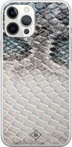 Casimoda® hoesje - Geschikt voor iPhone 12 Pro Max - Oh My Snake - Siliconen/TPU telefoonhoesje - Backcover - Slangenprint - Blauw