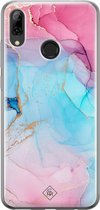 Casimoda® hoesje - Geschikt voor Huawei P Smart (2019) - Marmer blauw roze - Siliconen/TPU - Soft Case - Multi - Marmer