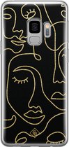 Casimoda® hoesje - Geschikt voor Samsung S9 - Abstract Faces - Backcover - Siliconen/TPU - Zwart