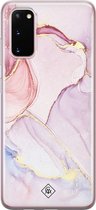 Casimoda® hoesje - Geschikt voor Samsung S20 - Marmer roze paars - Backcover - Siliconen/TPU - Blauw