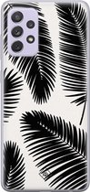 Casimoda® hoesje - Geschikt voor Samsung A72 - Palm Leaves Silhouette - Backcover - Siliconen/TPU - Zwart