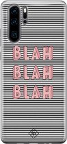 Casimoda® hoesje - Geschikt voor Huawei P30 Pro - Blah Blah Blah - Siliconen/TPU - Soft Case - Blauw - Tekst