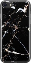 Casimoda® hoesje - Geschikt voor iPhone SE (2020) - Marmer Zwart - Siliconen/TPU telefoonhoesje - Backcover - Marmer - Zwart