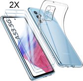 Samsung Galaxy A53 5G Back Cover Hoesje - Transparant Silicone case met 2X Galaxy A53 5G Screenprotector - Tempered Glass