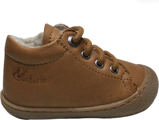 Naturino Cocoon Wool - pointure 25 - chaussures à lacets chaudes en cuir pare-chocs - cognac