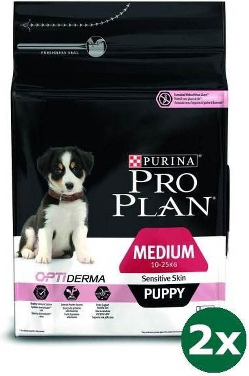 Pro Plan Medium Puppy Sensitive Skin Saumon avec Optiderma Nourriture pour chiens. bol