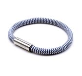 Bracelet corde femme - bracelets homme corde navire Galeara Riu avec fermeture magnétique - Wit Blauw Acier 19.5cm