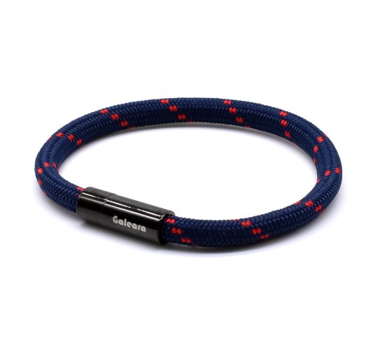 Armband dames touw -  heren armbanden scheepstouw Galeara Riu met magnetische sluiting - Navy Blauw 21.5cm