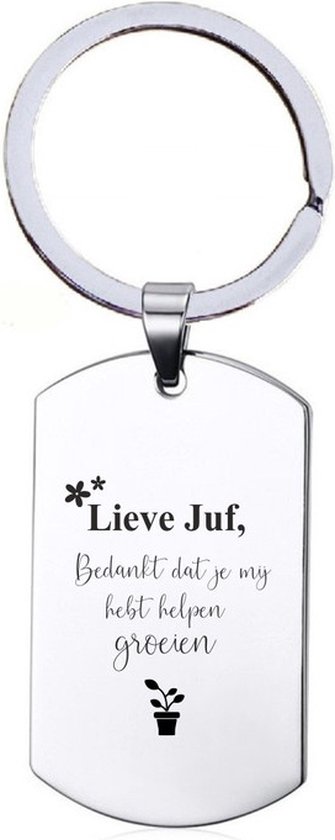 Sleutelhanger RVS - Lieve Juf