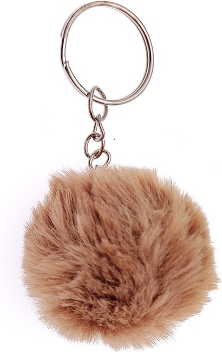 Sleutelhanger Fluffy / Pompom - Bruin