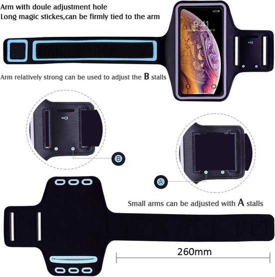 Sportarmband - Geschikt voor: Samsung Galaxy S22 S23 S24 Plus hoesje - Sportband - Hardloop armband - Sport armband - Hardloop houder - Licht blauw
