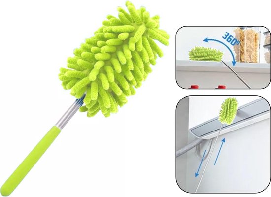 Wlich 8-delig Telescoop Stofveger Microvezel, Stofveger Lang Uittrekbaar met Telescopische Stang tot 250cm Stofwissers Wasbaar voor Spinnwebben Hoge