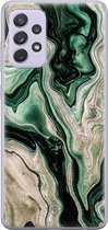 Casimoda® hoesje - Geschikt voor Samsung A72 - Groen marmer / Marble - Backcover - Siliconen/TPU - Groen