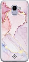 Casimoda® hoesje - Geschikt voor Samsung J6 (2018) - Marmer roze paars - Backcover - Siliconen/TPU - Paars