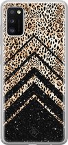 Casimoda® hoesje - Geschikt voor Samsung A41 - Chevron Luipaard - Backcover - Siliconen/TPU - Zwart