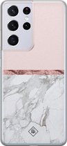 Casimoda® hoesje - Geschikt voor Samsung S21 Ultra - Rose All Day - Backcover - Siliconen/TPU - Roze