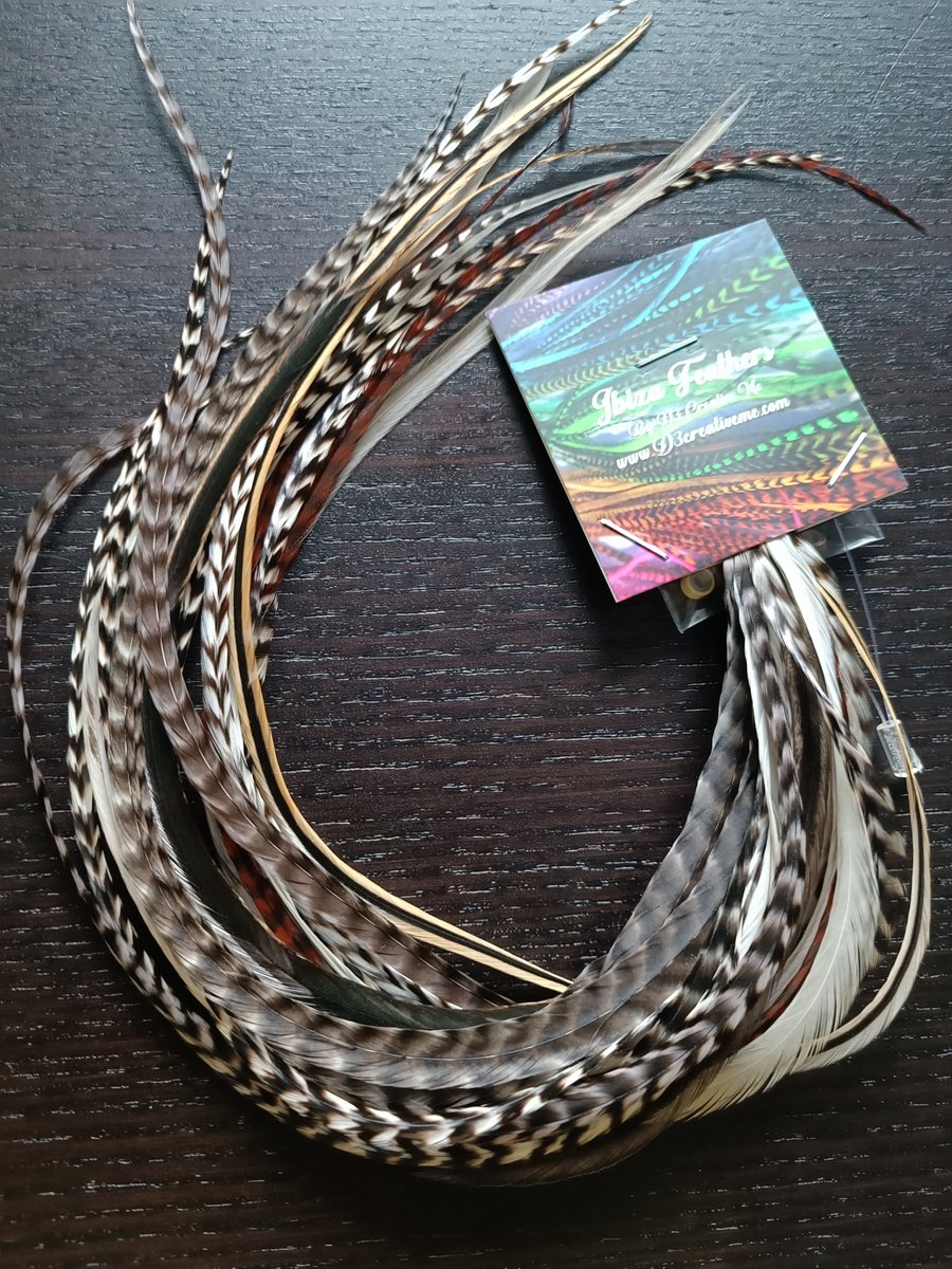 1 set van 20 XXL feather extensions 33cm t/m 45cm Breed natuur