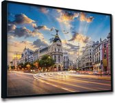 Akoestische panelen - Geluidsisolatie - Akoestische wandpanelen - Akoestisch schilderij AcousticPro® - paneel in Madrid calle de Alcala - design 186 - Basic - 150x100 - Wit- Wanddecoratie - woonkamer - geluidsdemper - studio schuim