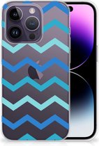 Telefoon Hoesje Geschikt voor iPhone 14 Pro Siliconen Back Cover Zigzag Blauw