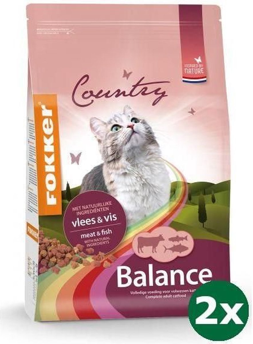 Fokker kat country balance vlees & vis kattenvoer 2x 2,5 kg