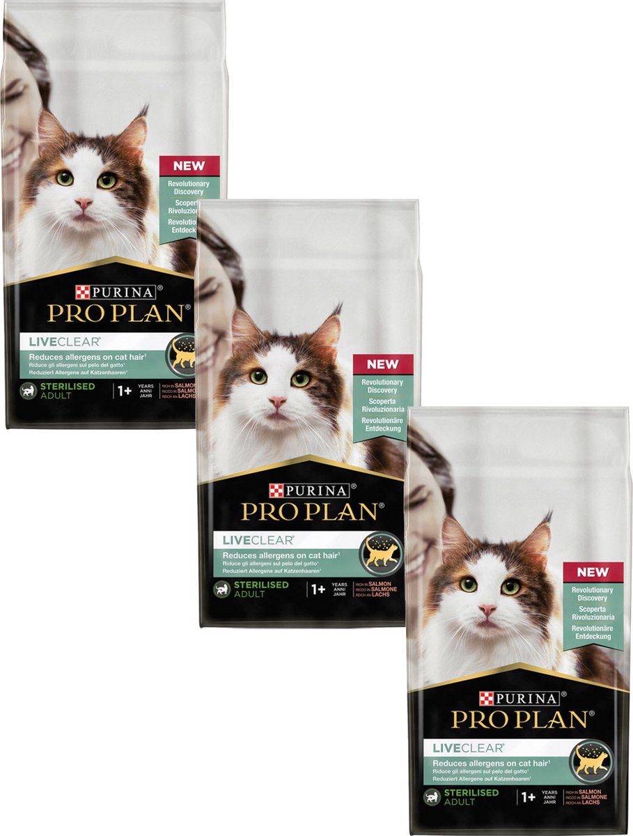 Pro Plan Pro Plan Cat Liveclear Sterilised Adult - Kattenvoer - 3 x Zalm 1.4 kg