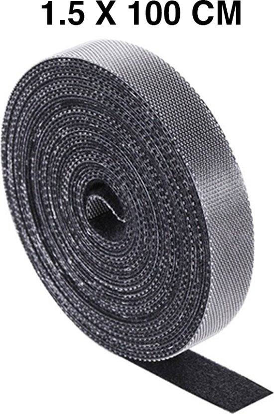 Klittenband Tyraps 200 x 12,5 mm Zwart UV Bestendig | Zak 10 stuks