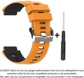 Zwart Oranje siliconen sporthorloge bandje geschikt voor de Garmin Forerunner 220, 230, 235, 620, 630, 735XT, Approach S20, S5 & S6 - sporthorlogeband - polsband - strap - siliconen - rubber