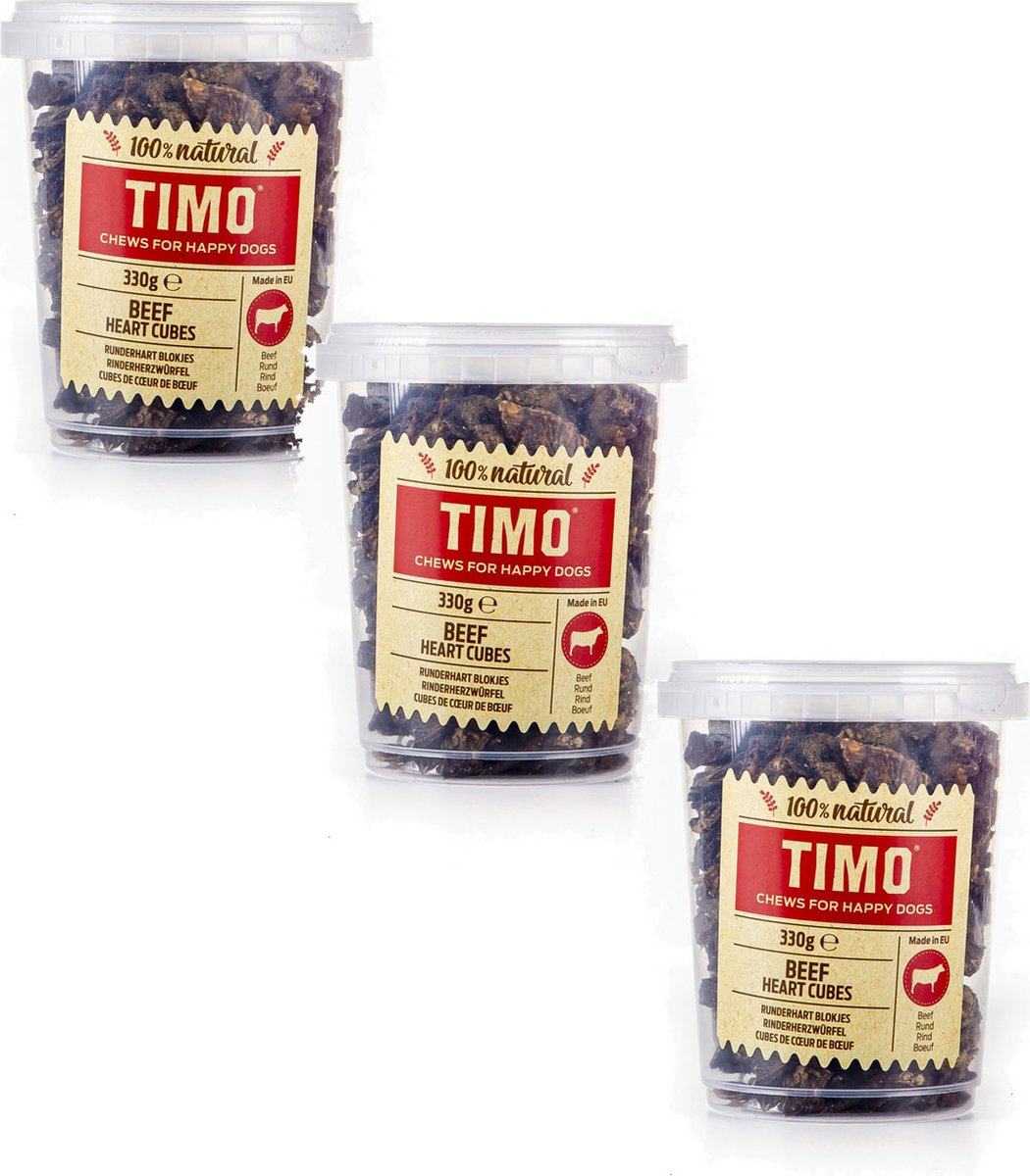 Timo Blokjes Runderhart Emmer - Hondensnacks - 3 x Rund 330 g