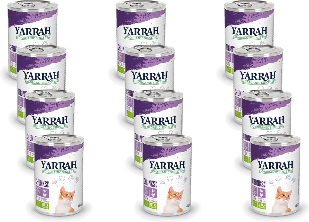 Yarrah Yarrah Bio Kat Blik Chunks - Kip & Kalkoen - Kattenvoer - 405g