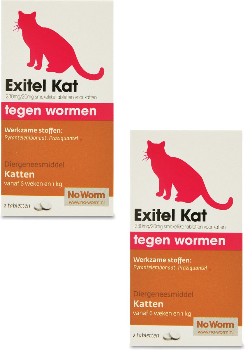 No Worm Exitel Kat - Anti wormenmiddel - 2 x 2 tab Vanaf 1 Kg - Vanaf 6 Weken