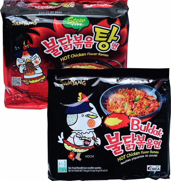 SAMYANG Hot Chicken Noodels 5x Extremely Spicy Buldak + 5x Spicy Stew