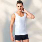 Chibaa - Mannen Compressie Sport Tanktop - Premium Corrigerend Hemd - Ondersteuning - Body Buik Shapewear - Body Shaper - Waist Trainer - Wit - Medium