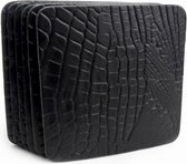 Tannery Leather - Onderzetters - Leer - Croco - Zwart - Vierkant - 6 Stuks