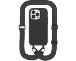 Change 2 in 1 Bio Case Big Belt edition - geschikt voor iPhone 14 Pro - afneembare schouderband - nekkoord - duurzaam - eco vriendelijk - gemaakt van bio-materialen - Black