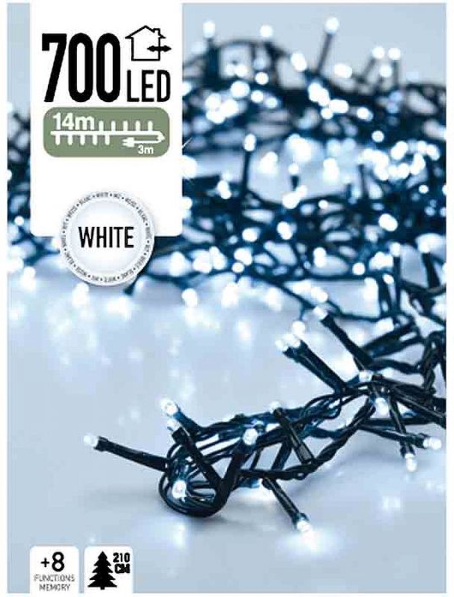 Oneiro’s luxe Micro Cluster - 700 LED - 14 meter - wit - 8 functies + geheugen - kerst – clusterverlichting- feestdagen - winter - verlichting - binnen - buiten – sfeer