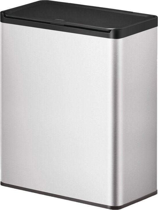 EKO - Essential Touch Recycler 20+20 liter - Stainless steel Polypropylene - mat RVS, zwart - Prullenbak