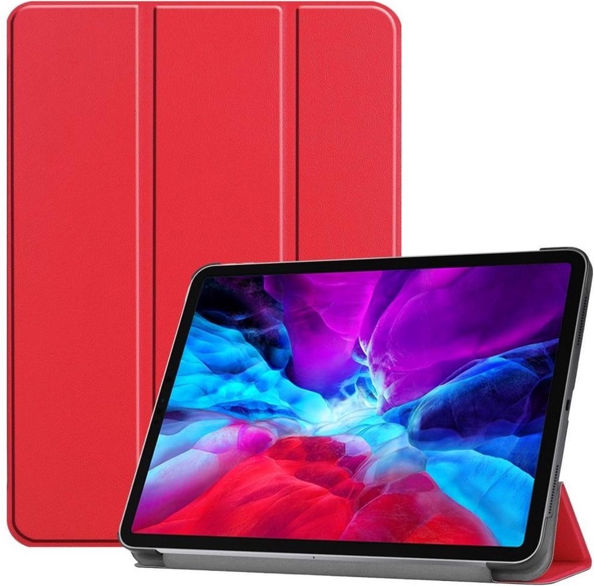 LuxeBass Apple iPad 2017 / 2018 Tri-Fold - Multi-Stand Case - Smartcase - Smart Cover - Hoesje - Beschermcase - Rood