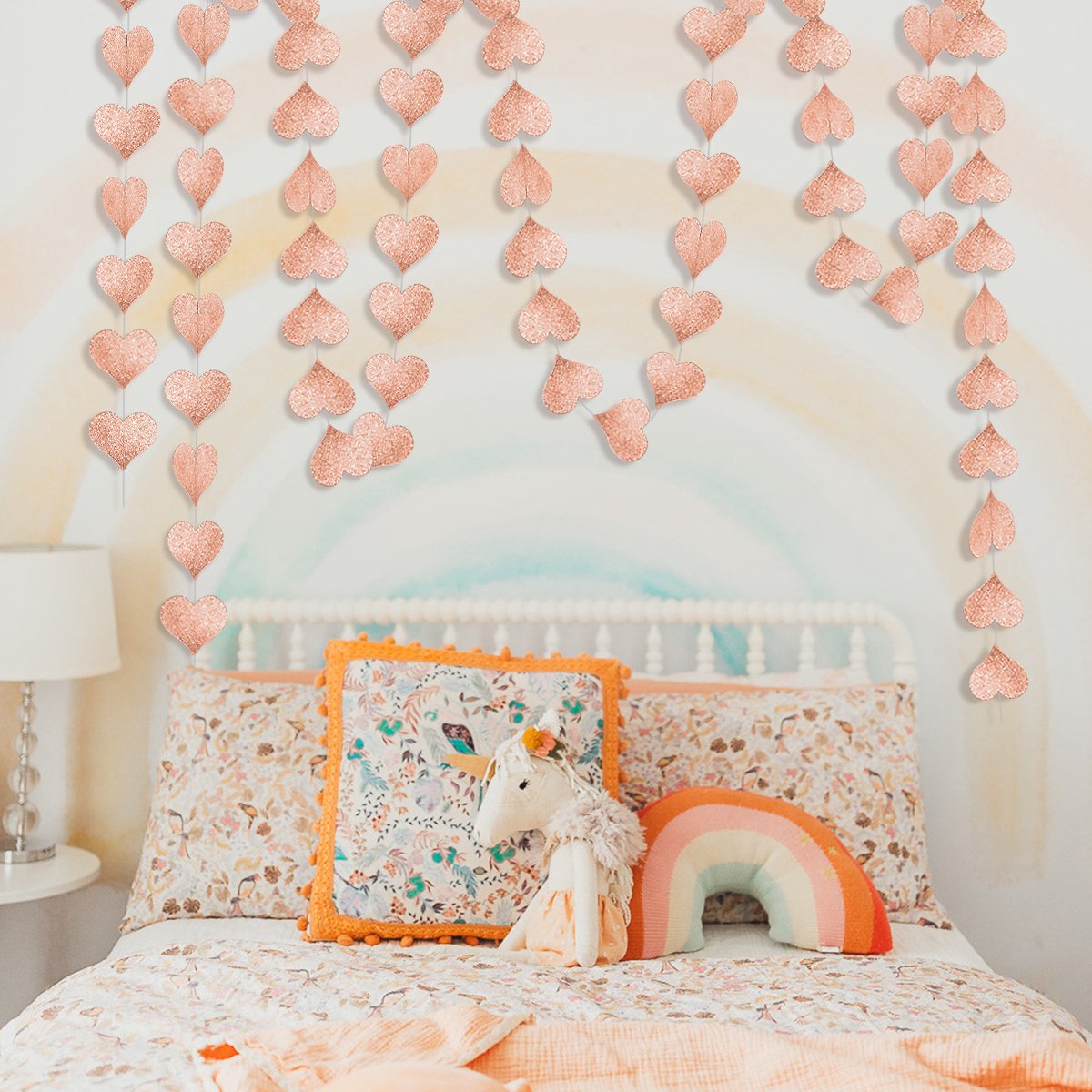 Rose Gouden Hartjes Versiering Hartje Slingers Gender Reveal Versiering Babyshower Geboorte Valentijn Versiering - 4m — afbeelding 3
