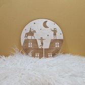 Borduren enzo - Muurcirkel Sinterklaas - hout - beukenhout - Sinterklaas - met ophanghaakje - 19cm - sint - sinterklaas decoratie - sinterklaas versiering