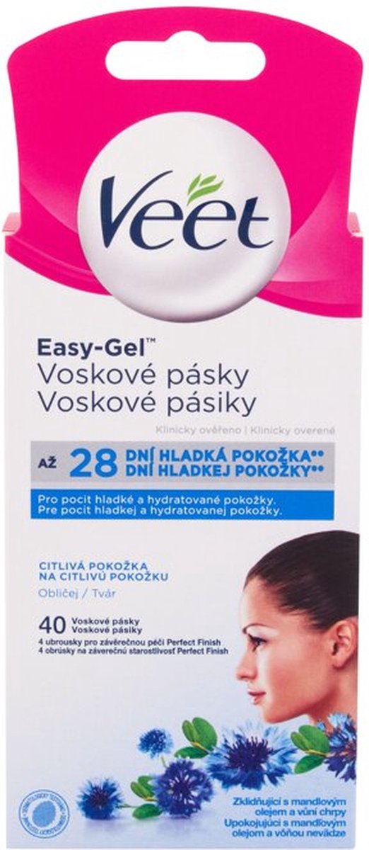 Veet - Voskové pásky na obličej pro citlivou pokožku 40 ks