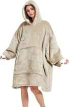 Snuggie deken met mouwen – Oversized hoodie – Fleece deken – Fleece snuggie – TV deken – Plaid met mouwen – Snuggie omkeerbaar – Sherpa snuggie – Fleece poncho - Knuffelen – Beige - Badrock