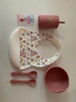 Custombear.nl - Kindereetservies 5 delig - Regenboog - Siliconen eetset - 100% BPA vrij - Kraamkado - babyshower kado