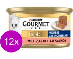 12x Gourmet Gold - Hartig Torentje Zalm - Kattenvoer - 85g