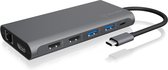 ICY BOX IB-DK4050-CPD, Filaire, USB 3.2 Gen 1 (3.1 Gen 1) Type-C, 100 W, 10 100 1000 Mbit/s, Anthracite, MicroSD (TransFlash), SD