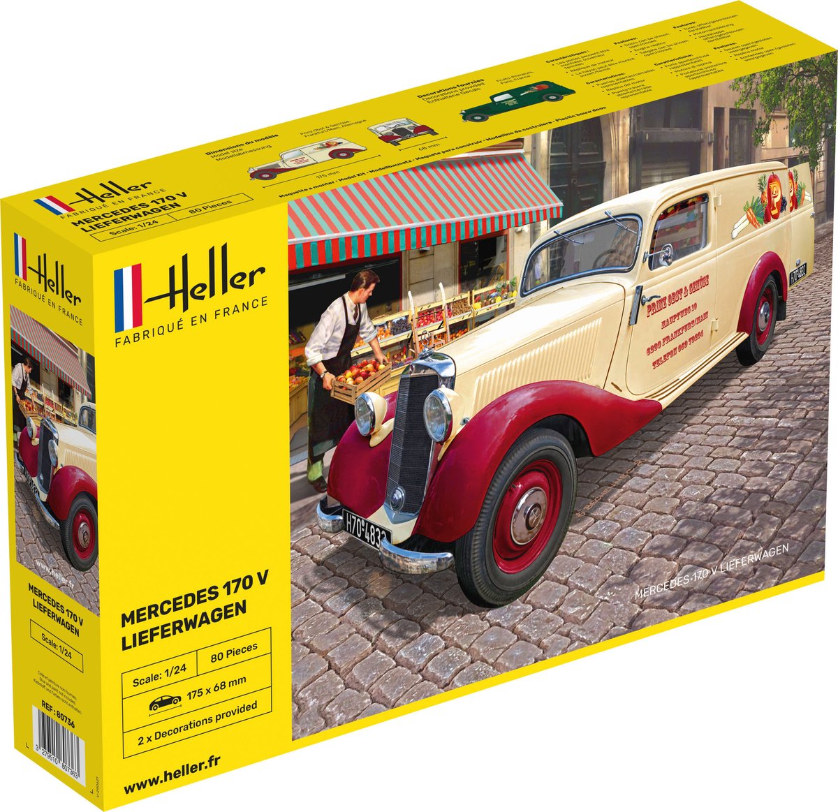 Heller Modelbouwpakket Auto - 80736 Mercedes-Benz 170 Lieferwagen Plastic - 1:24 - Modelbouw