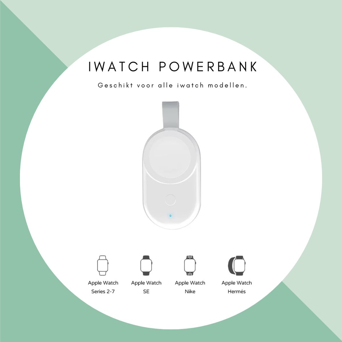 Powerbank - Watch Oplader - Oplader geschikt voor Apple Iwatch - Powerbank geschikt voor Apple Iwatch - Draadloze oplader - Powerbank 1100mAh - wit