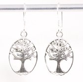 Opengewerkte zilveren oorbellen met levensboom